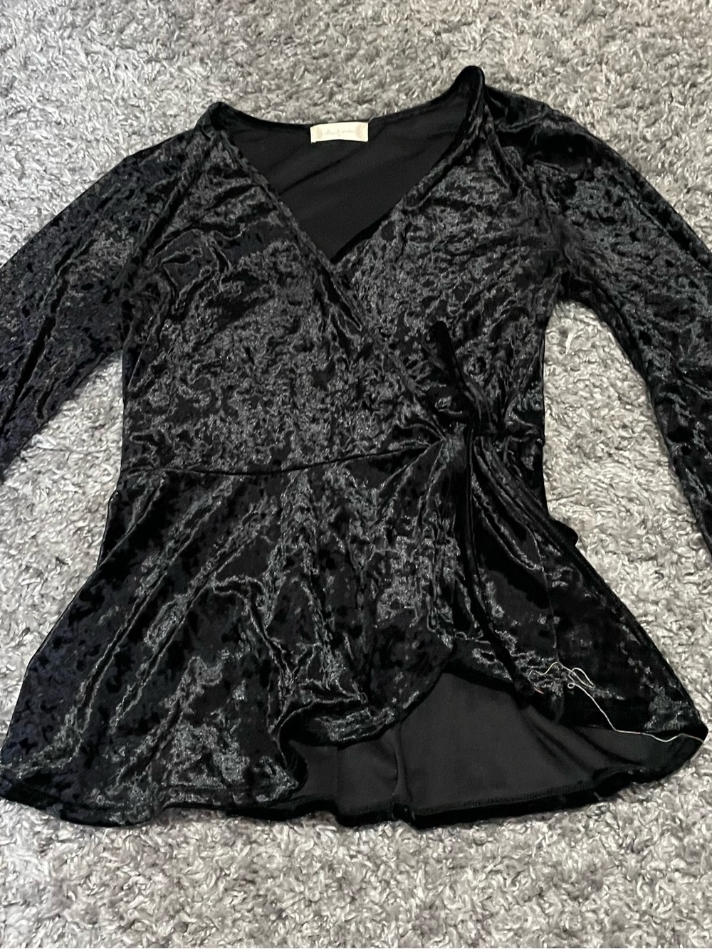 Altar’d State romper M black crushed velvet velour shortall Holiday wrap top